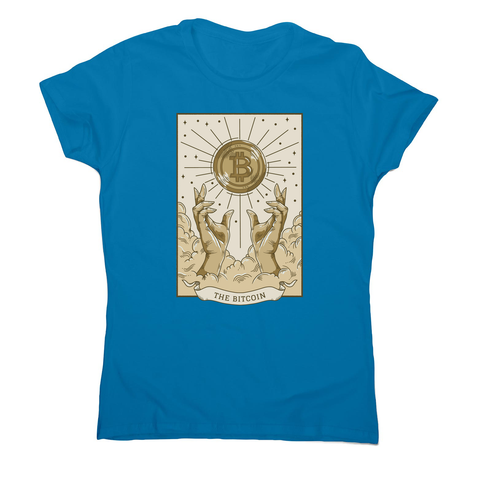 Bitcoin symbol tarot card women's t-shirt Sapphire