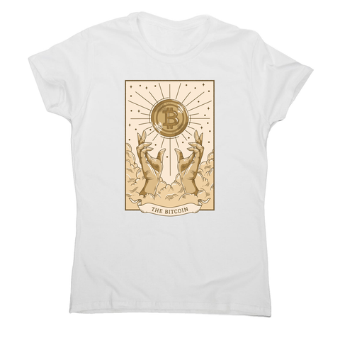 Bitcoin symbol tarot card women's t-shirt White