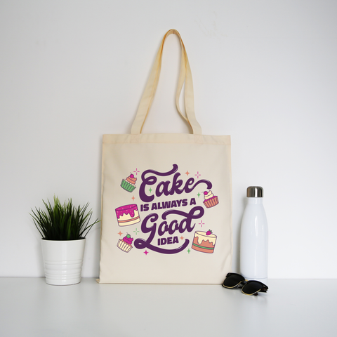 Cake is a good idea tote bag canvas shopping Natural