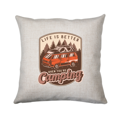 Camping van vintage badge cushion 40x40cm Cover +Inner