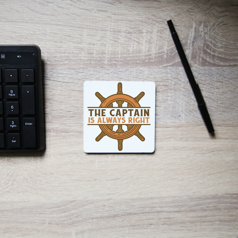 Captain ship wheel quote coaster drink mat Set of 2