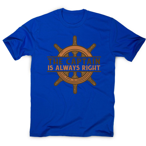 Captain ship wheel quote men's t-shirt Blue