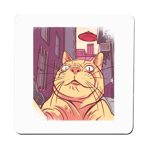 Cat selfie meme coaster drink mat Set of 1
