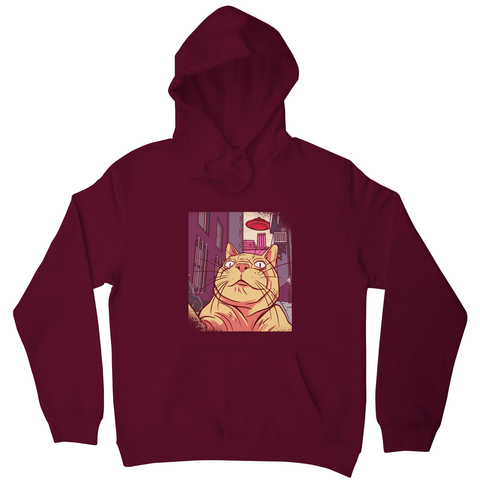 Cat selfie meme hoodie Burgundy