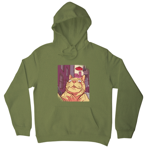 Cat selfie meme hoodie Olive Green