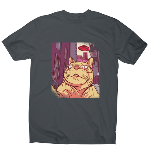 Cat selfie meme men's t-shirt Charcoal