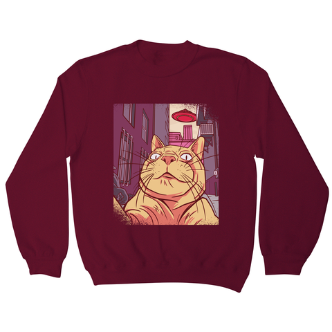 Cat selfie meme sweatshirt Burgundy