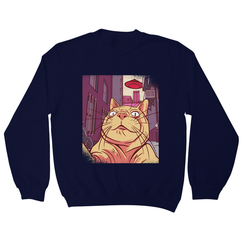Cat selfie meme sweatshirt Navy