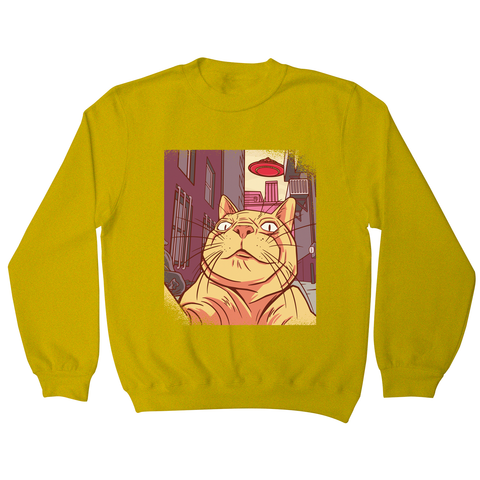 Cat selfie meme sweatshirt Yellow