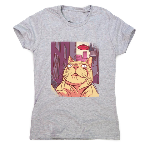 Cat selfie meme women's t-shirt Grey