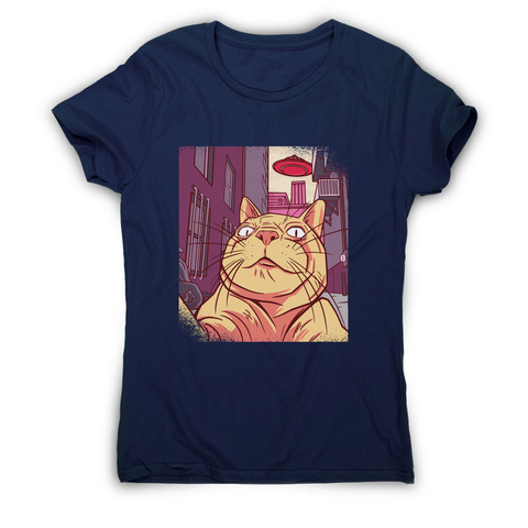Cat selfie meme women's t-shirt Navy