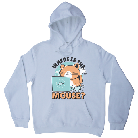 Cat using computer hoodie White