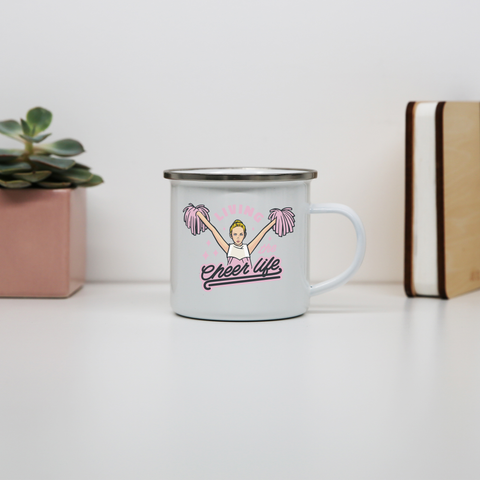 Cheerleader life girl enamel camping mug White