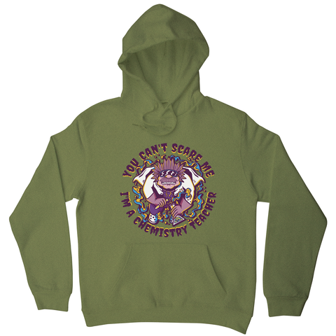 Chemistry teacher cartoon hoodie Olive Green