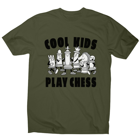 Chess game characters men's t-shirt Military Green