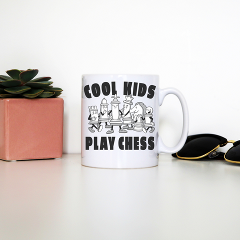 Chess game characters mug coffee tea cup White