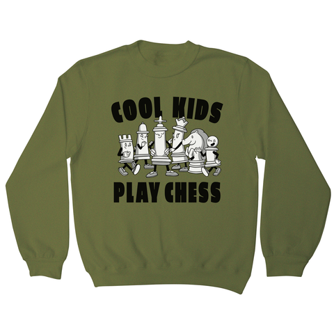 Chess game characters sweatshirt Olive Green