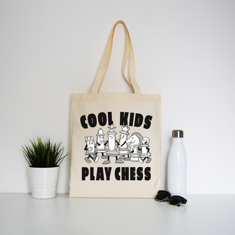 Chess game characters tote bag canvas shopping Natural