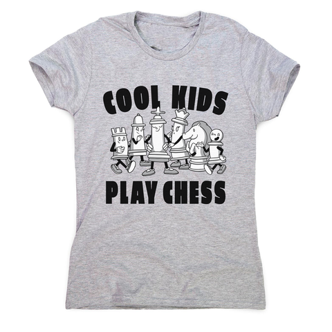 Chess game characters women's t-shirt Grey
