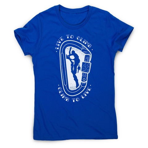 Climber man silhouette women's t-shirt Blue