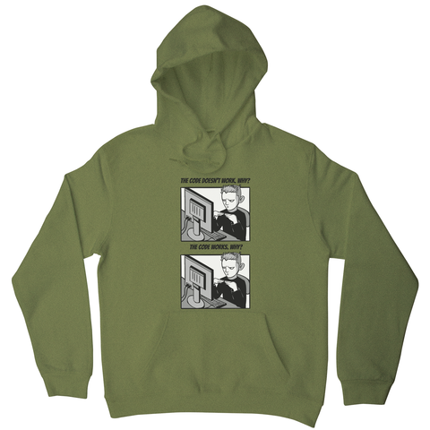 Coding meme hoodie Olive Green