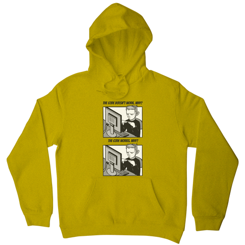 Coding meme hoodie Yellow