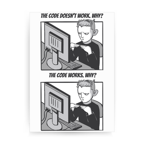 Coding meme print poster wall art decor A3 - 30 x 42 cm Portrait