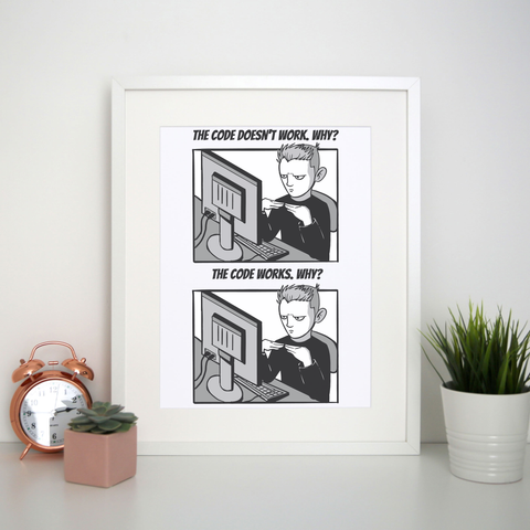 Coding meme print poster wall art decor A4 - 21 x 30 cm Portrait
