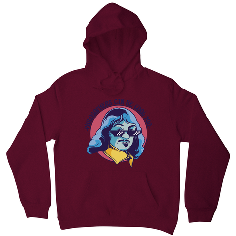 Cool Descartes philosopher hoodie Burgundy