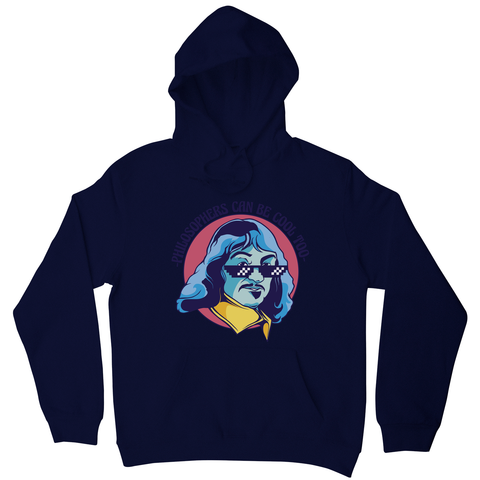 Cool Descartes philosopher hoodie Navy