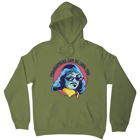Cool Descartes philosopher hoodie Olive Green