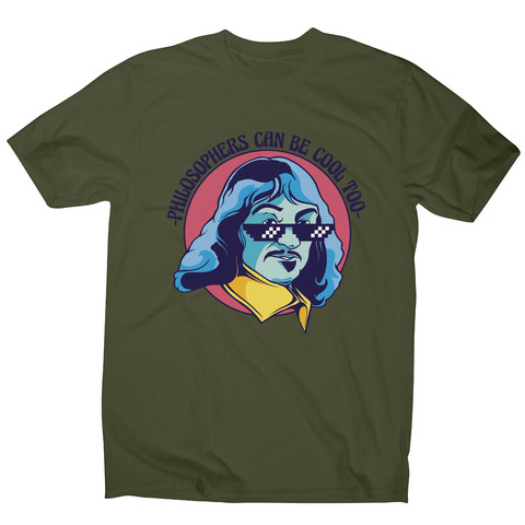 Cool Descartes philosopher men's t-shirt Military Green