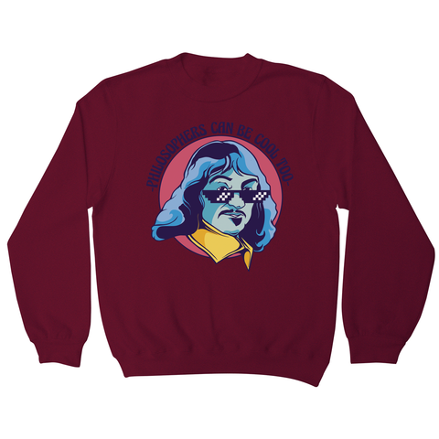 Cool Descartes philosopher sweatshirt Burgundy