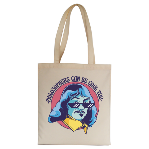 Cool Descartes philosopher tote bag canvas shopping Natural