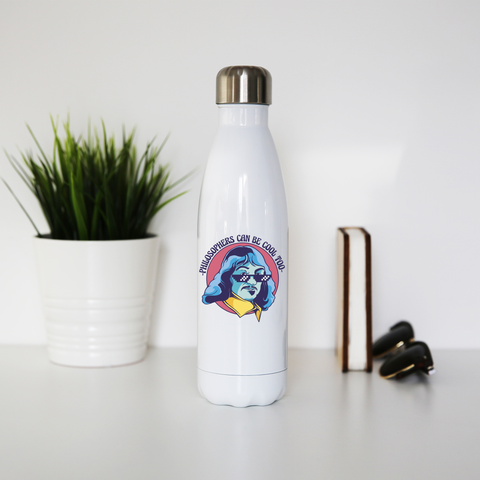 Cool Descartes philosopher water bottle stainless steel reusable White