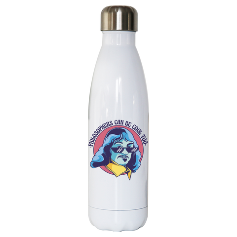 Cool Descartes philosopher water bottle stainless steel reusable White
