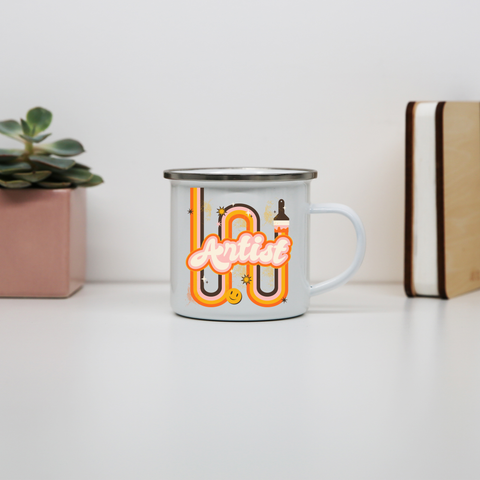 Cool artist enamel camping mug White