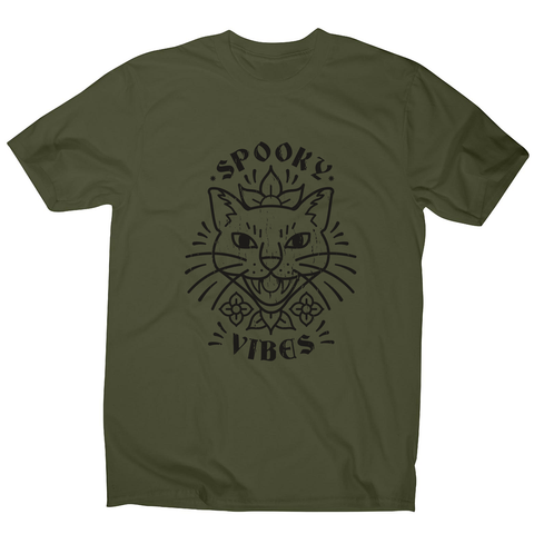 Cool spooky cat men's t-shirt Military Green