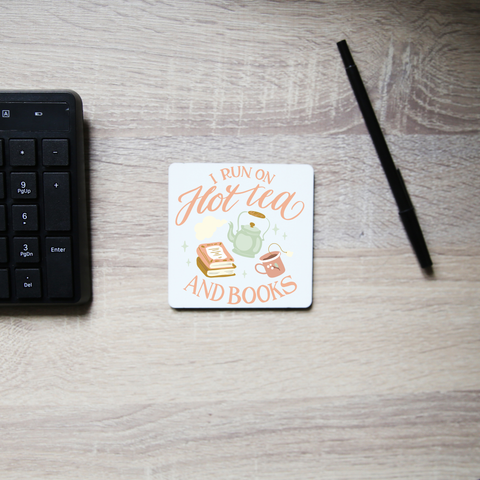 Cozy winter tea and books coaster drink mat Set of 2