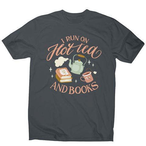 Cozy winter tea and books men's t-shirt Charcoal