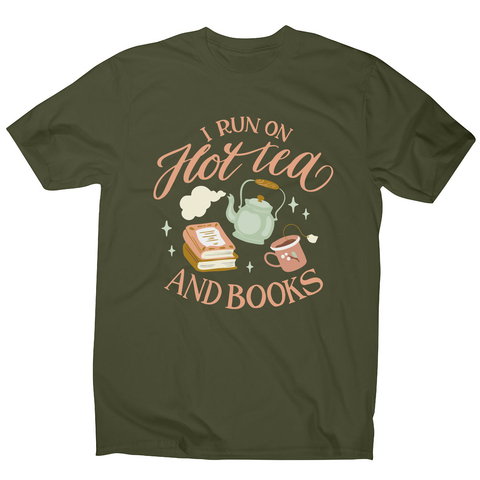 Cozy winter tea and books men's t-shirt Military Green