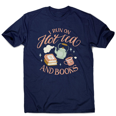Cozy winter tea and books men's t-shirt Navy