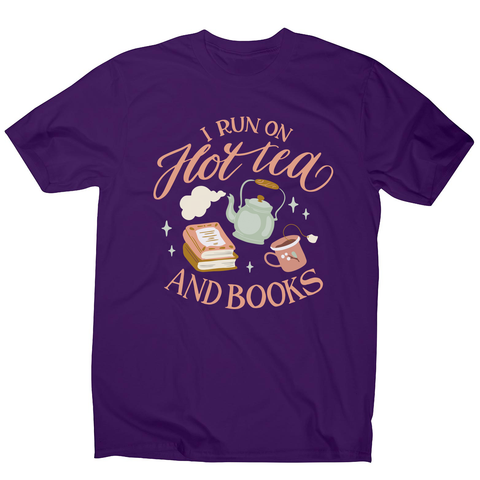Cozy winter tea and books men's t-shirt Purple