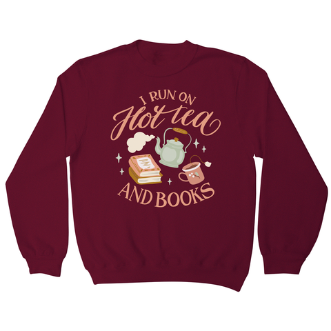 Cozy winter tea and books sweatshirt Burgundy