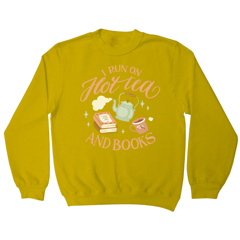 Cozy winter tea and books sweatshirt Yellow
