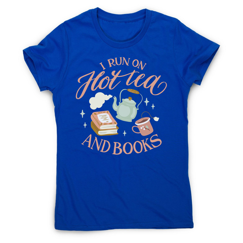 Cozy winter tea and books women's t-shirt Blue
