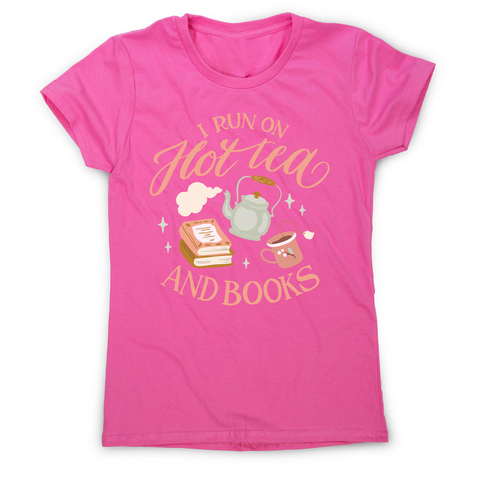 Cozy winter tea and books women's t-shirt Pink