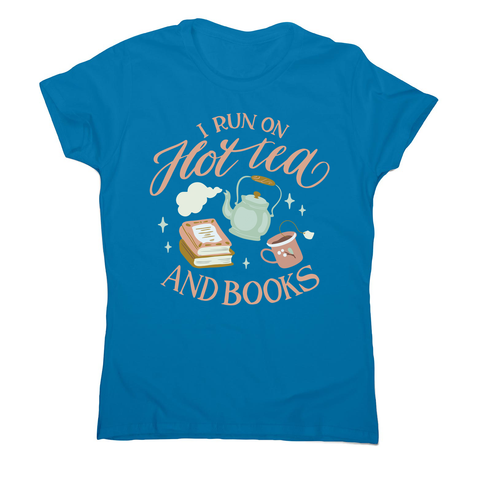 Cozy winter tea and books women's t-shirt Sapphire