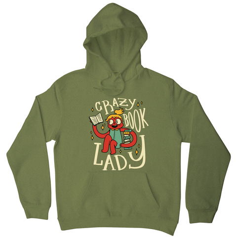 Crazy book lady hoodie Olive Green
