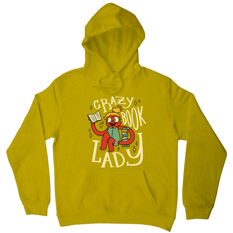 Crazy book lady hoodie Yellow